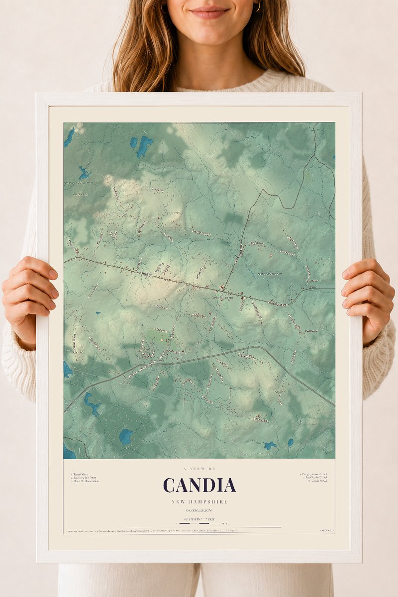 NH Current Atlas 2026 | Candia | 18" x 24" | W/ White Ayous Wood Frame