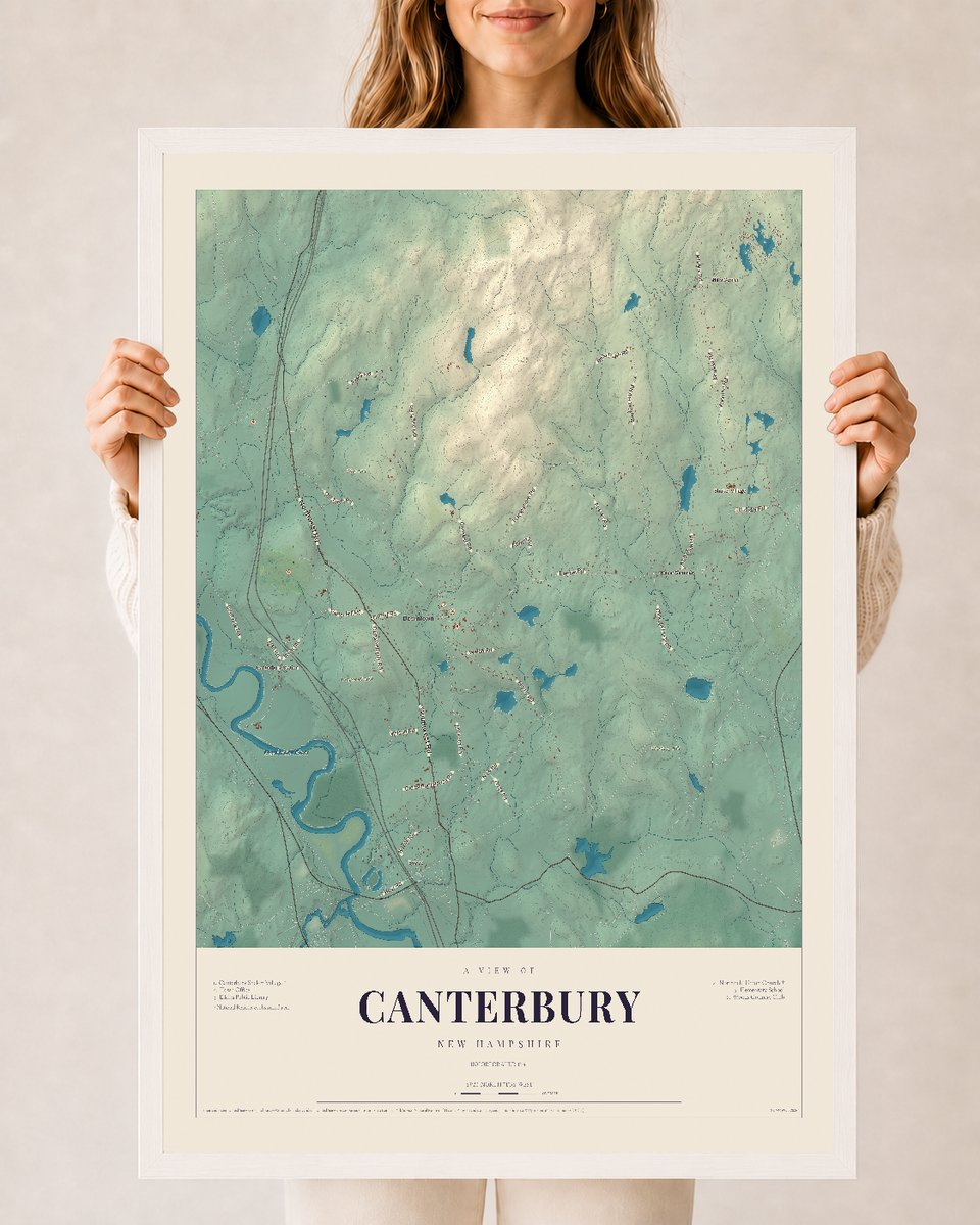 NH Current Atlas 2026 | Canterbury | 24" x 36" | W/ White Ayous Wood Frame