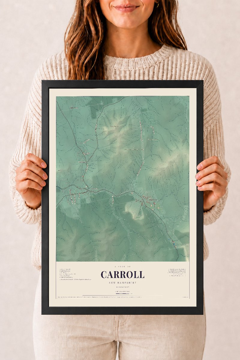 NH Current Atlas 2026 | Carroll | 12" x 18" | W/ Black Ayous Wood Frame
