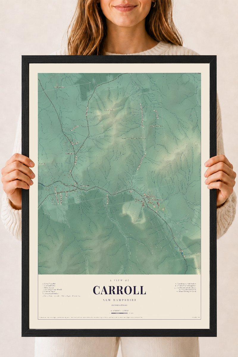 NH Current Atlas 2026 | Carroll | 18" x 24" | W/ Black Ayous Wood Frame