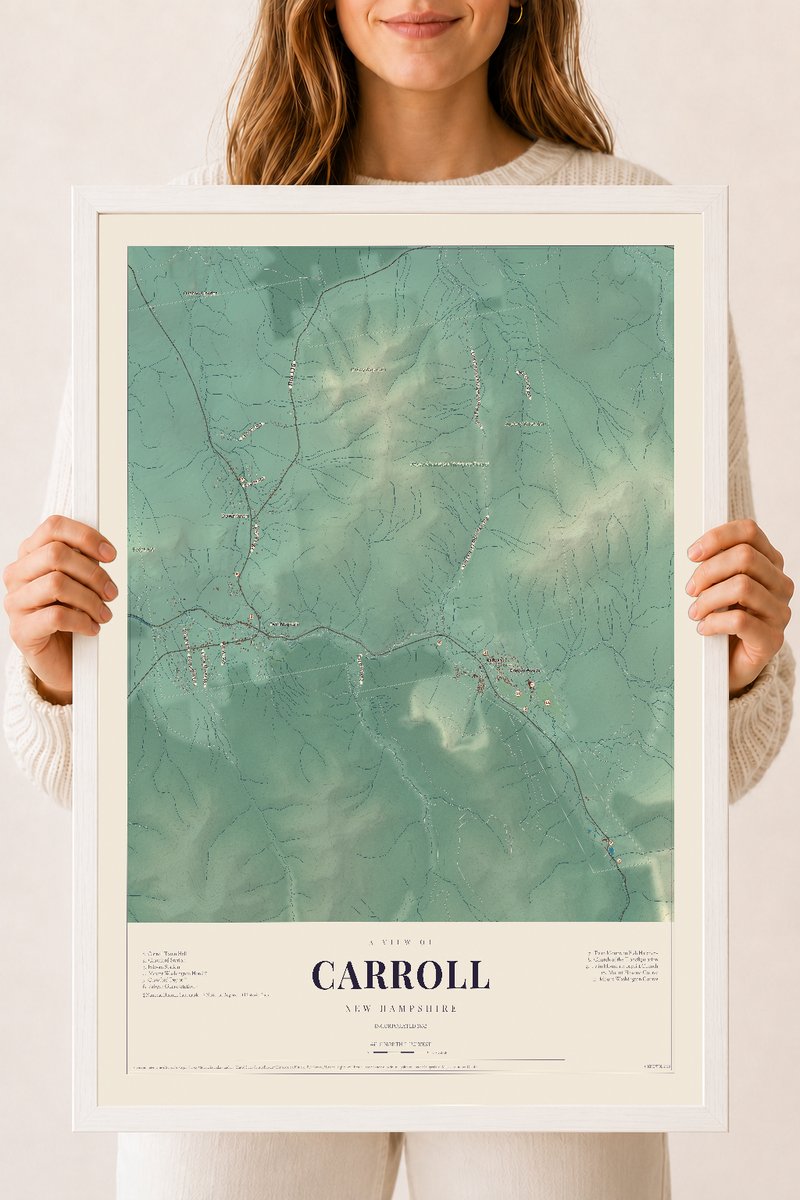 NH Current Atlas 2026 | Carroll | 18" x 24" | W/ White Ayous Wood Frame
