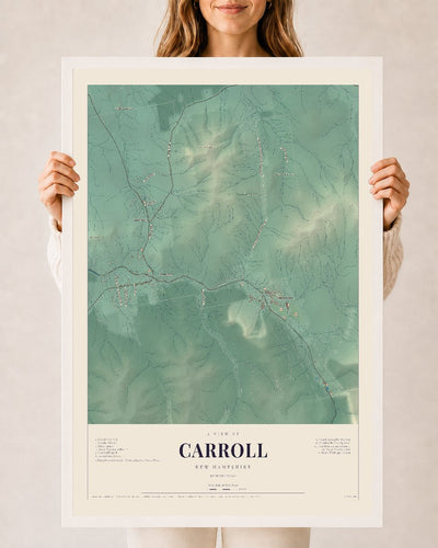 NH Current Atlas 2026 | Carroll | 24" x 36" | W/ White Ayous Wood Frame