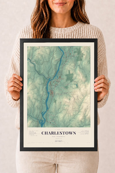 NH Current Atlas 2026 | Charlestown | 12" x 18" | W/ Black Ayous Wood Frame