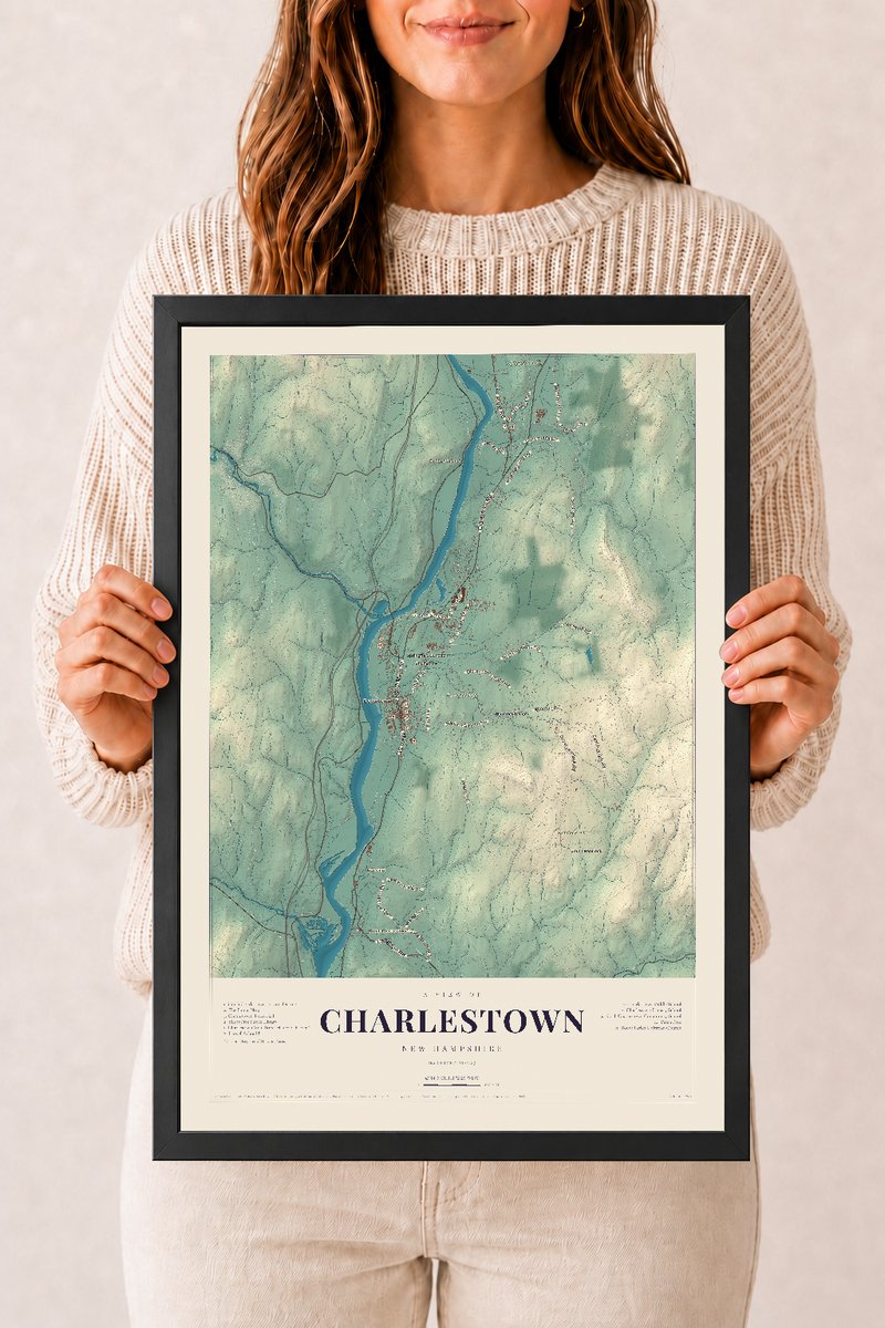 NH Current Atlas 2026 | Charlestown | 12" x 18" | W/ Black Ayous Wood Frame