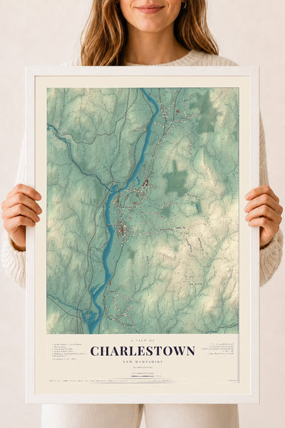 NH Current Atlas 2026 | Charlestown | 18" x 24" | W/ White Ayous Wood Frame