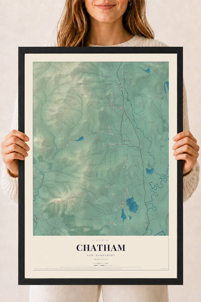 Map of Chatham, New Hampshire, 18 x 24 inch print in a black wood frame