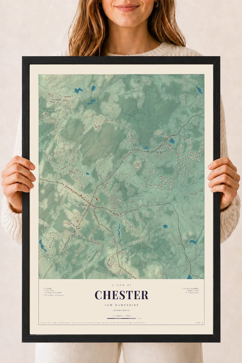 NH Current Atlas 2026 | Chester | 18" x 24" | W/ Black Ayous Wood Frame