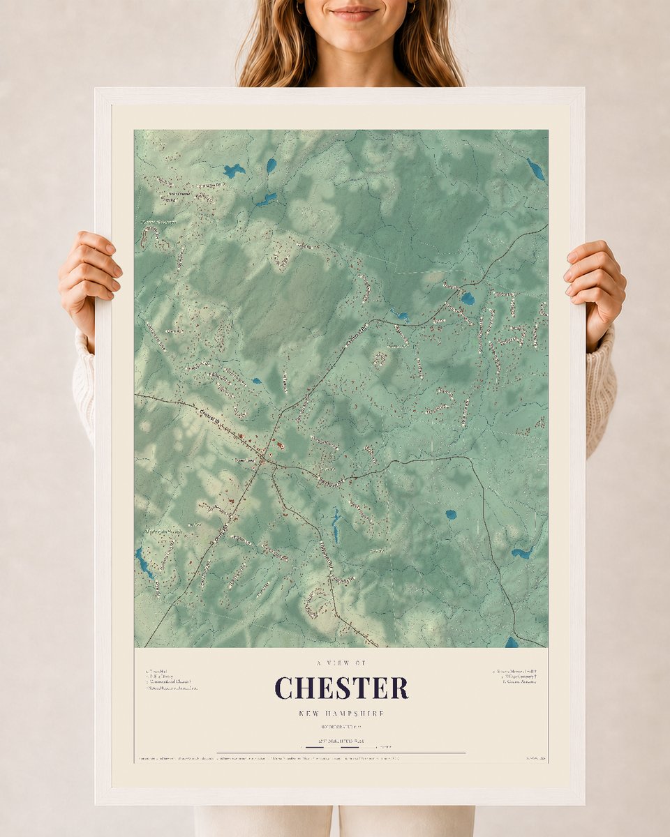 NH Current Atlas 2026 | Chester | 24" x 36" | W/ White Ayous Wood Frame