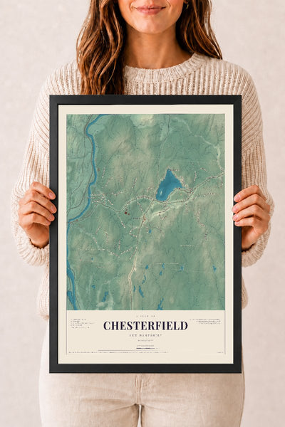 NH Current Atlas 2026 | Chesterfield | 12" x 18" | W/ Black Ayous Wood Frame