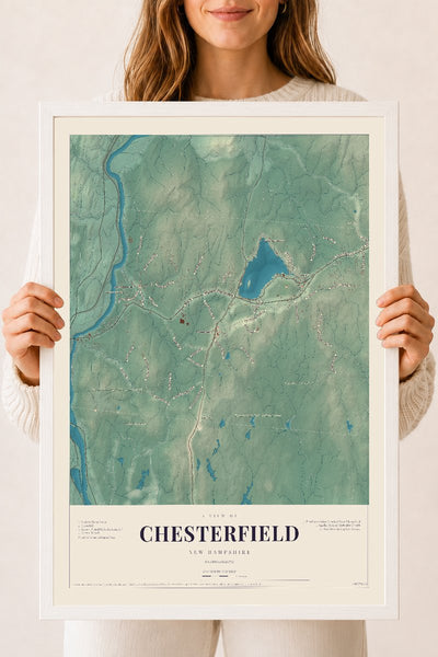NH Current Atlas 2026 | Chesterfield | 18" x 24" | W/ White Ayous Wood Frame