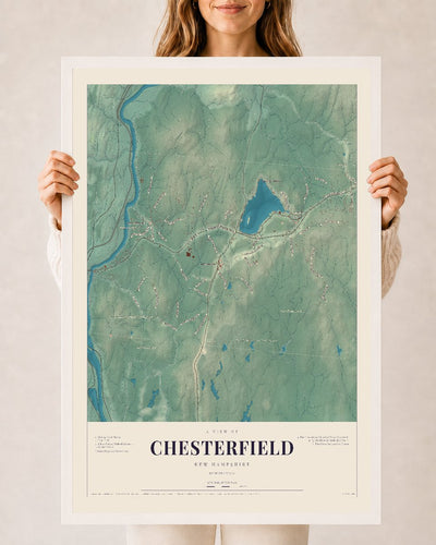 NH Current Atlas 2026 | Chesterfield | 24" x 36" | W/ White Ayous Wood Frame