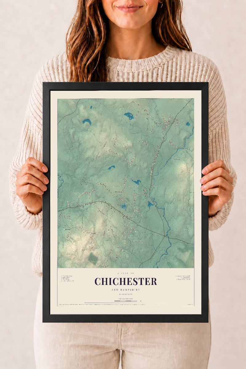 NH Current Atlas 2026 | Chichester | 12" x 18" | W/ Black Ayous Wood Frame