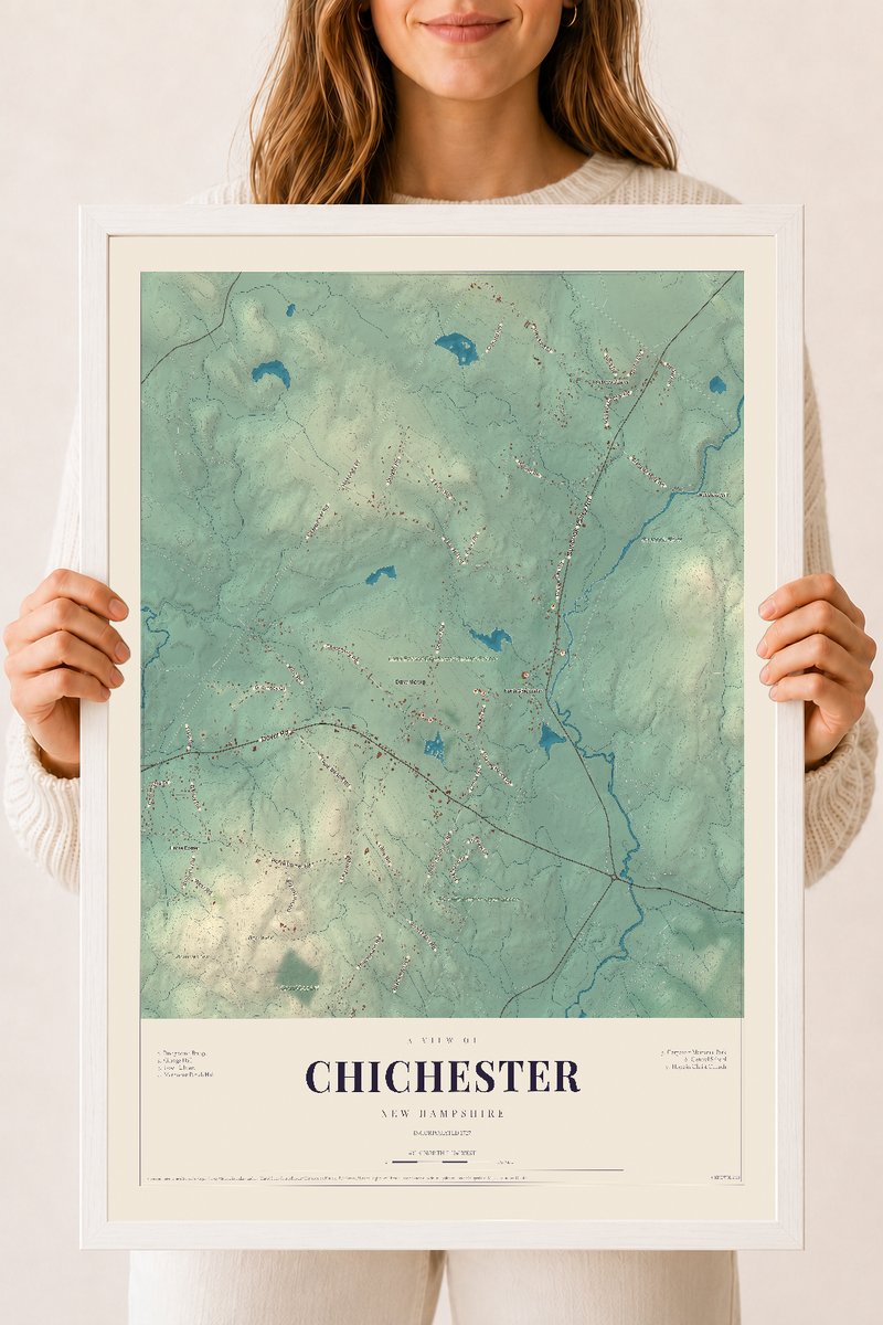 NH Current Atlas 2026 | Chichester | 18" x 24" | W/ White Ayous Wood Frame