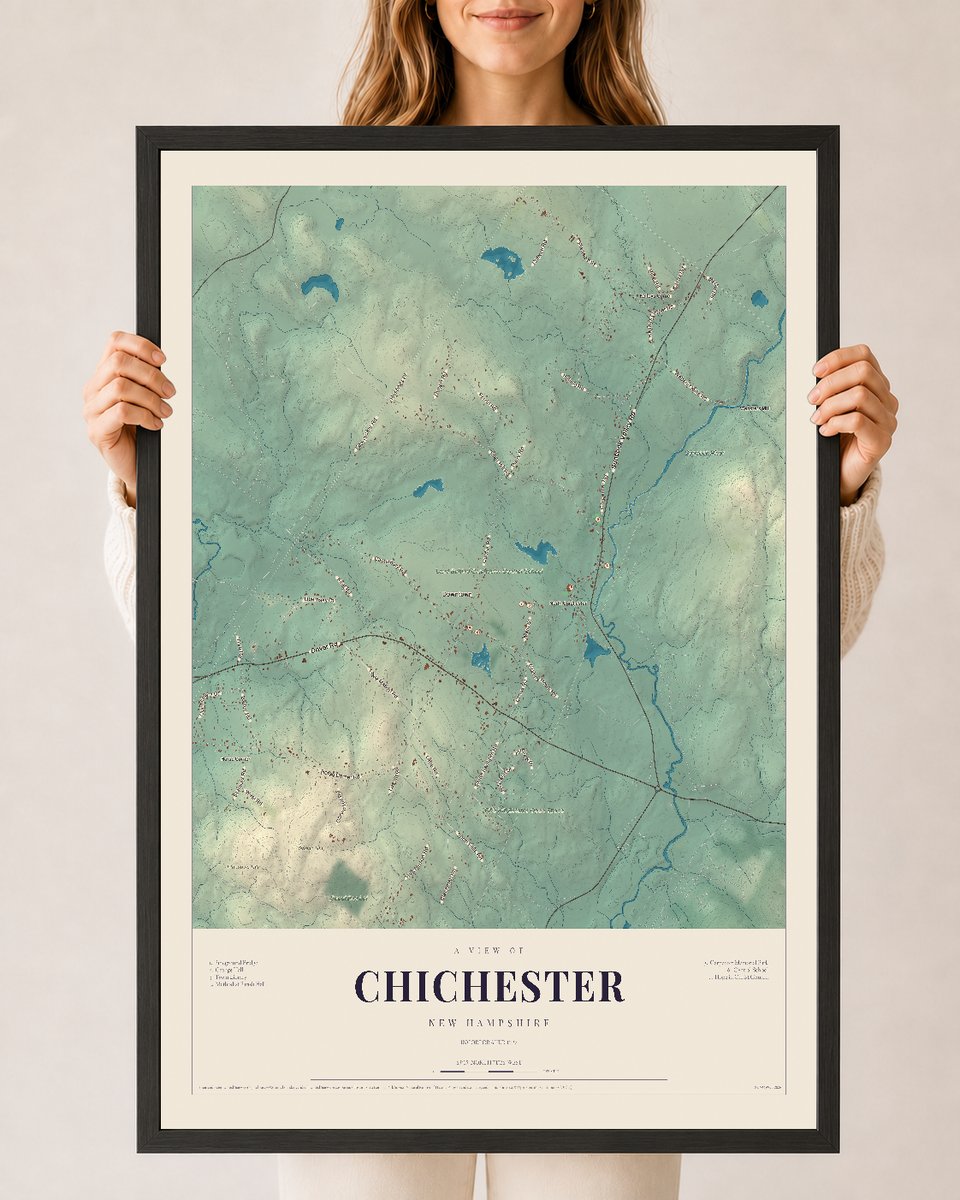 NH Current Atlas 2026 | Chichester | 24" x 36" | W/ Black Ayous Wood Frame