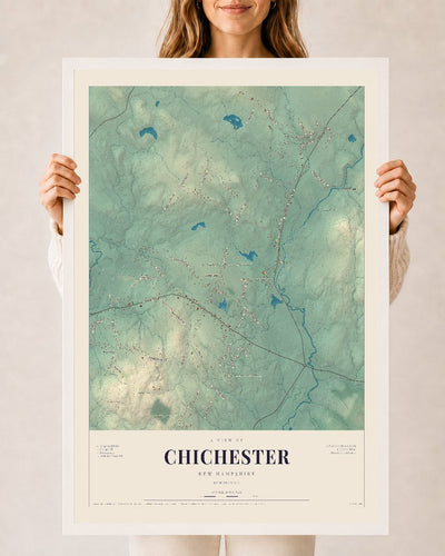 NH Current Atlas 2026 | Chichester | 24" x 36" | W/ White Ayous Wood Frame