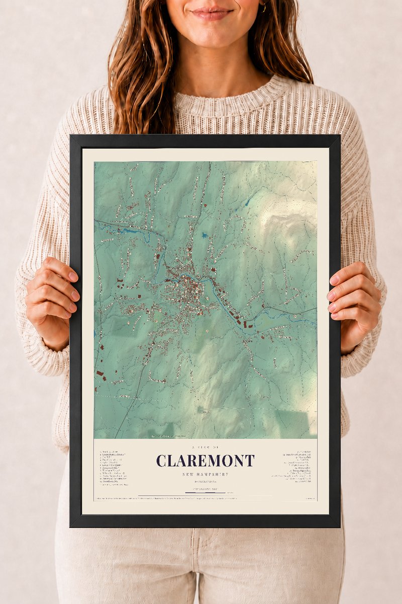 NH Current Atlas 2026 | Claremont | 12" x 18" | W/ Black Ayous Wood Frame