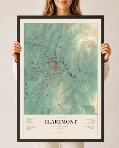 NH Current Atlas 2026 | Claremont | 24" x 36" | W/ Black Ayous Wood Frame