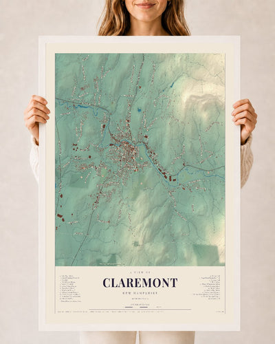 NH Current Atlas 2026 | Claremont | 24" x 36" | W/ White Ayous Wood Frame