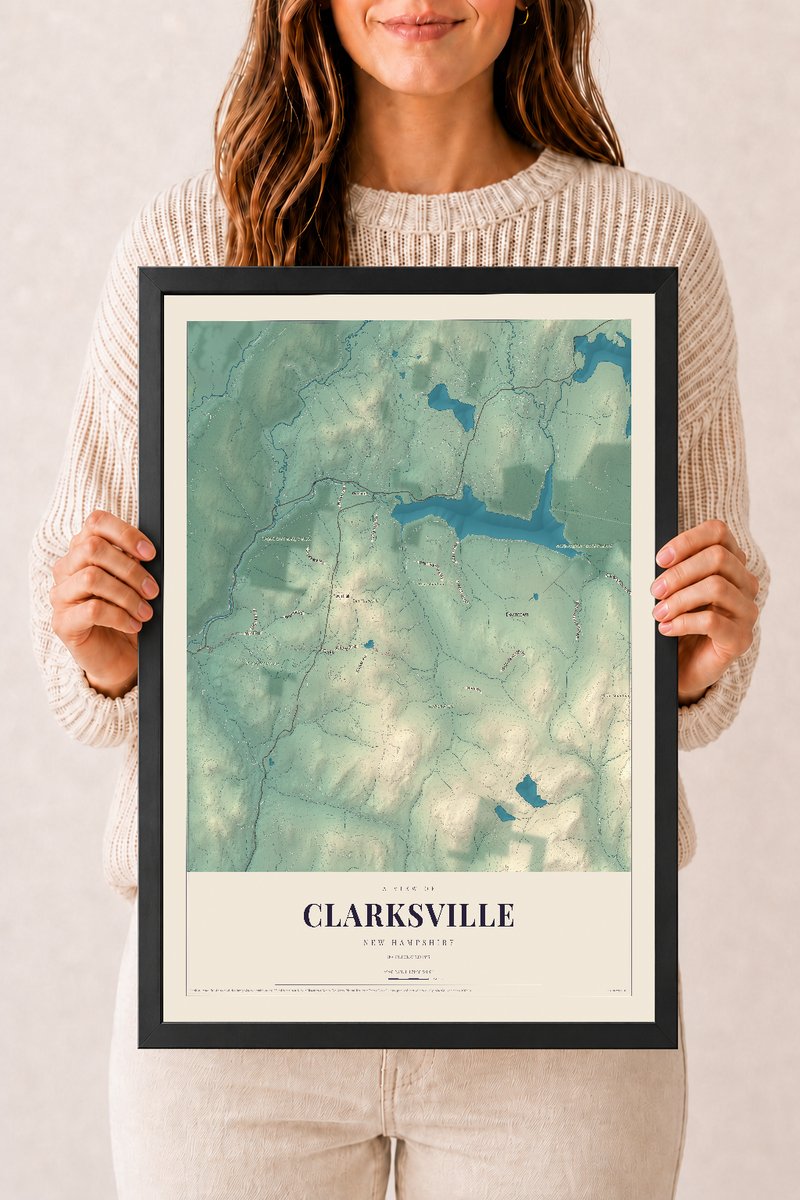 NH Current Atlas 2026 | Clarksville | 12" x 18" | W/ Black Ayous Wood Frame