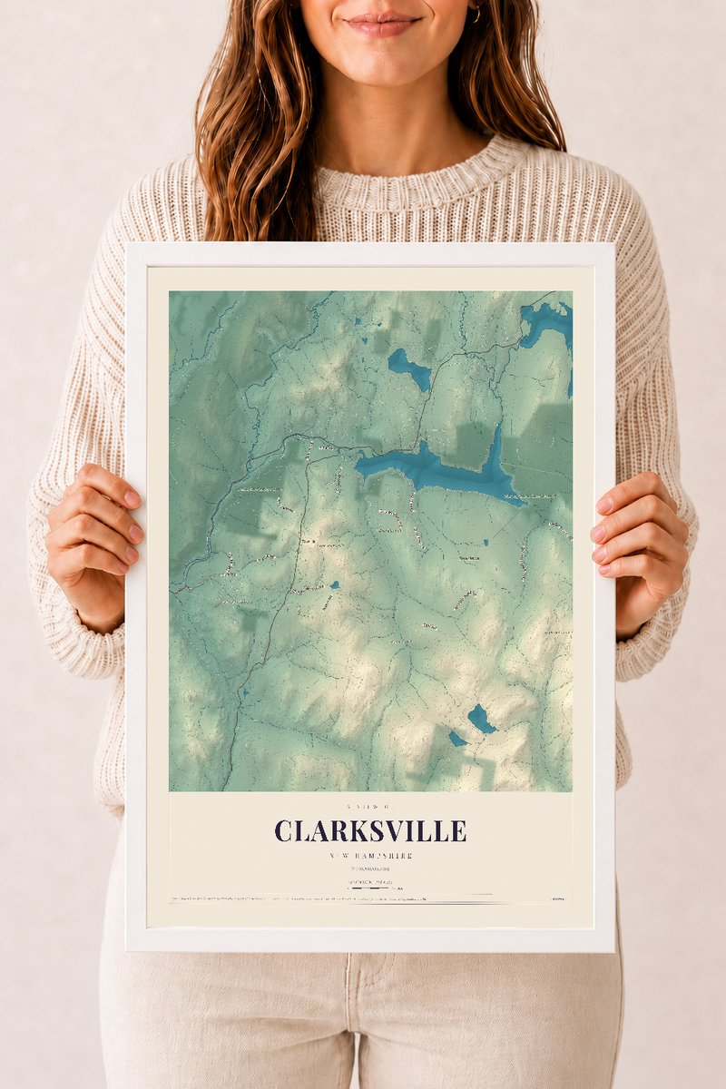 NH Current Atlas 2026 | Clarksville | 12" x 18" | W/ White Ayous Wood Frame