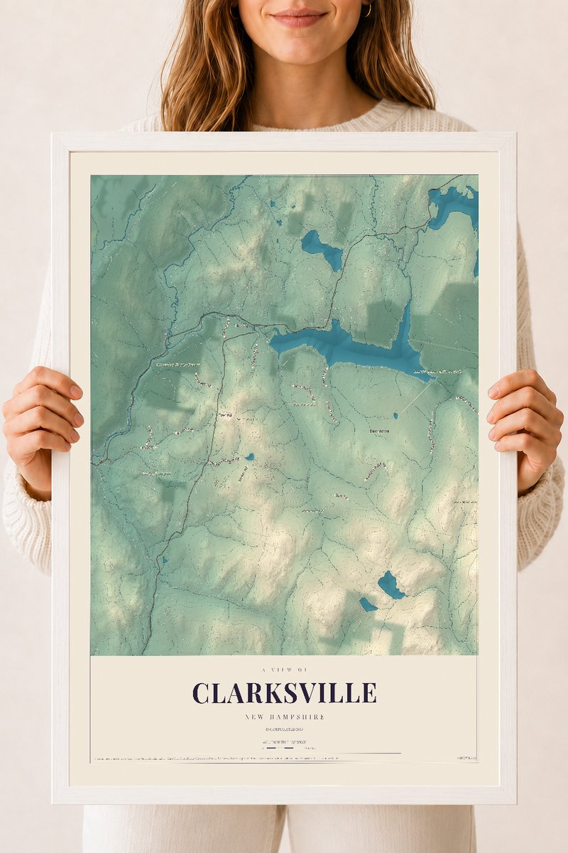 NH Current Atlas 2026 | Clarksville | 18" x 24" | W/ White Ayous Wood Frame