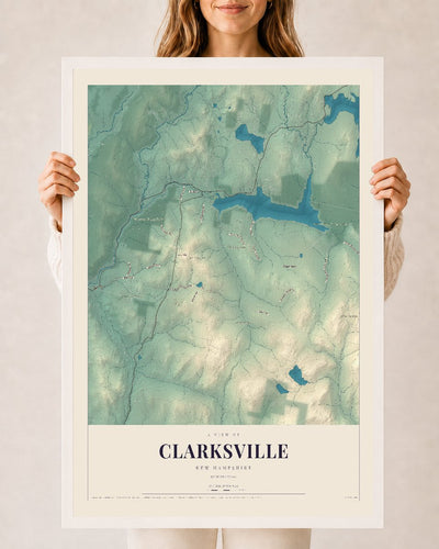NH Current Atlas 2026 | Clarksville | 24" x 36" | W/ White Ayous Wood Frame