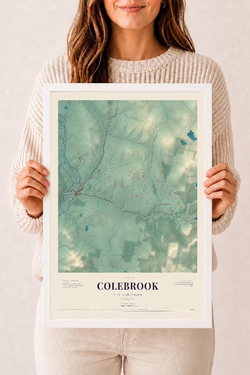 NH Current Atlas 2026 | Colebrook | 12" x 18" | W/ White Ayous Wood Frame