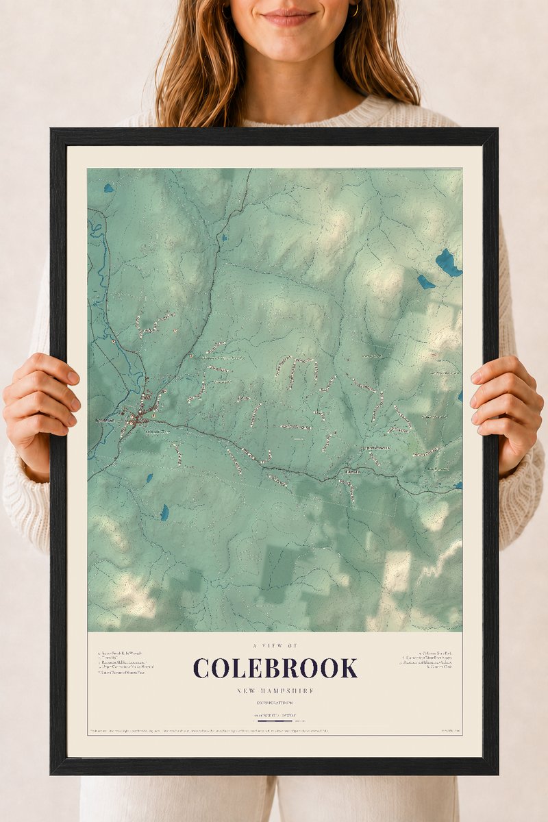 NH Current Atlas 2026 | Colebrook | 18" x 24" | W/ Black Ayous Wood Frame