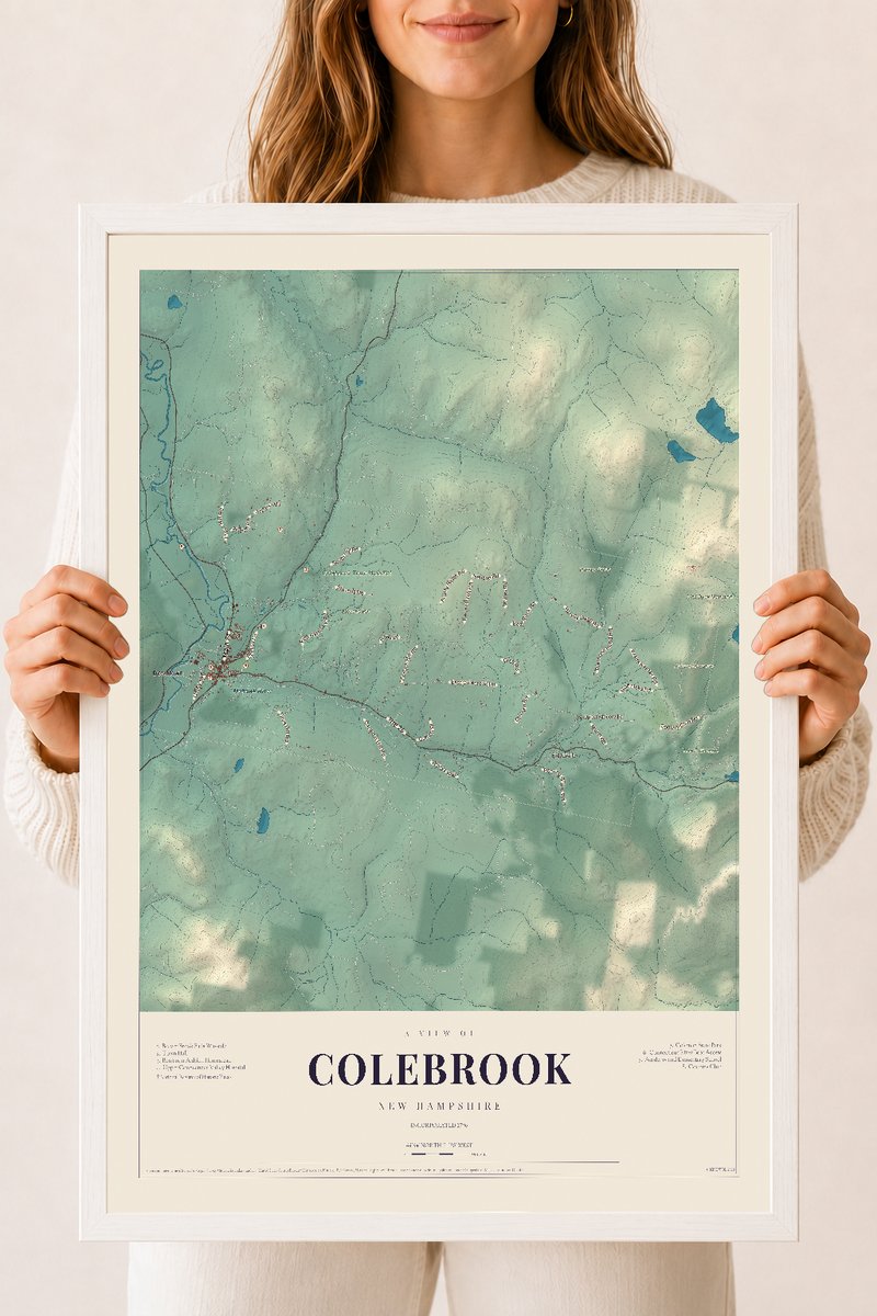 NH Current Atlas 2026 | Colebrook | 18" x 24" | W/ White Ayous Wood Frame