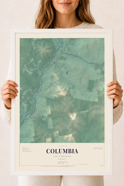 NH Current Atlas 2026 | Columbia | 18" x 24" | W/ White Ayous Wood Frame