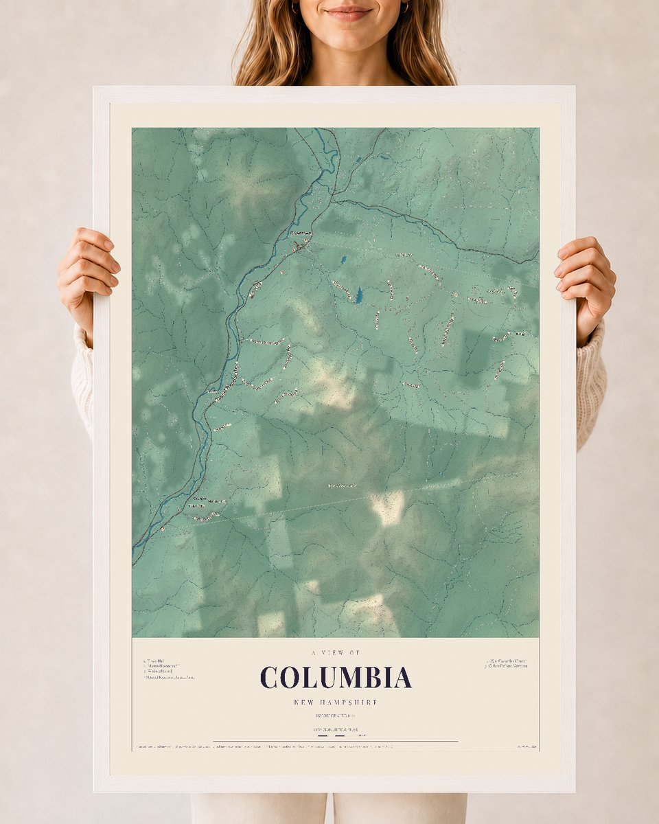 NH Current Atlas 2026 | Columbia | 24" x 36" | W/ White Ayous Wood Frame