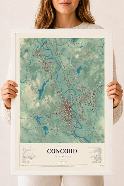 NH Current Atlas 2026 | Concord | 18" x 24" | W/ White Ayous Wood Frame