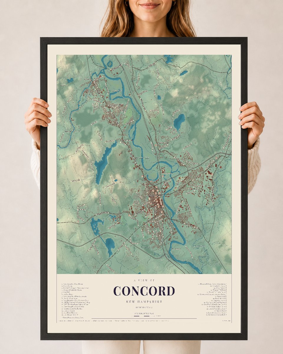 NH Current Atlas 2026 | Concord | 24" x 36" | W/ Black Ayous Wood Frame