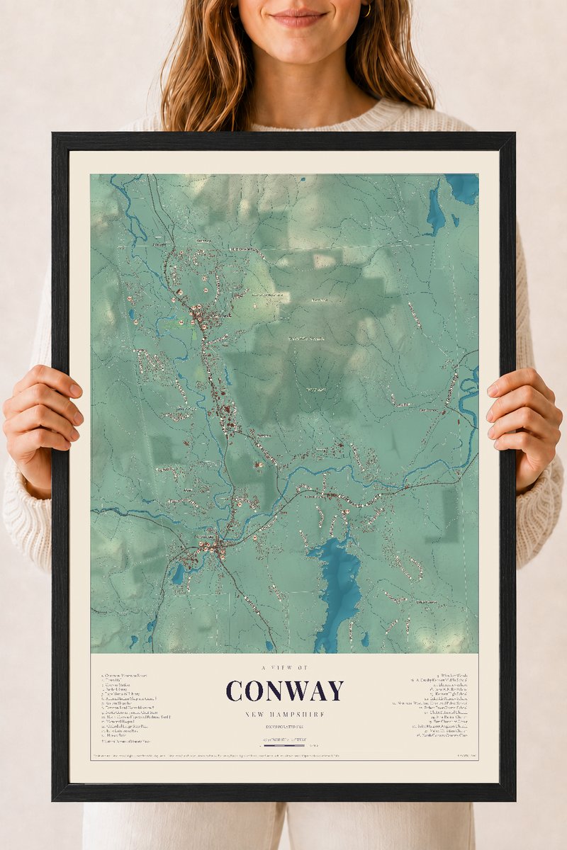 NH Current Atlas 2026 | Conway | 18" x 24" | W/ Black Ayous Wood Frame