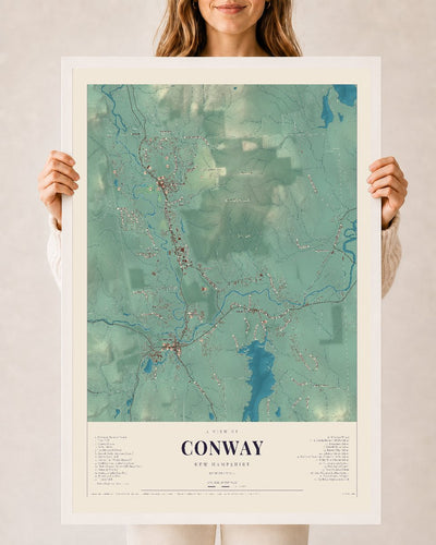 NH Current Atlas 2026 | Conway | 24" x 36" | W/ White Ayous Wood Frame