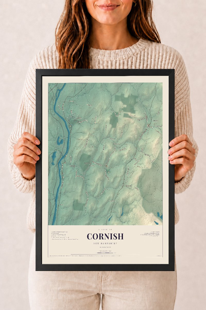 NH Current Atlas 2026 | Cornish | 12" x 18" | W/ Black Ayous Wood Frame