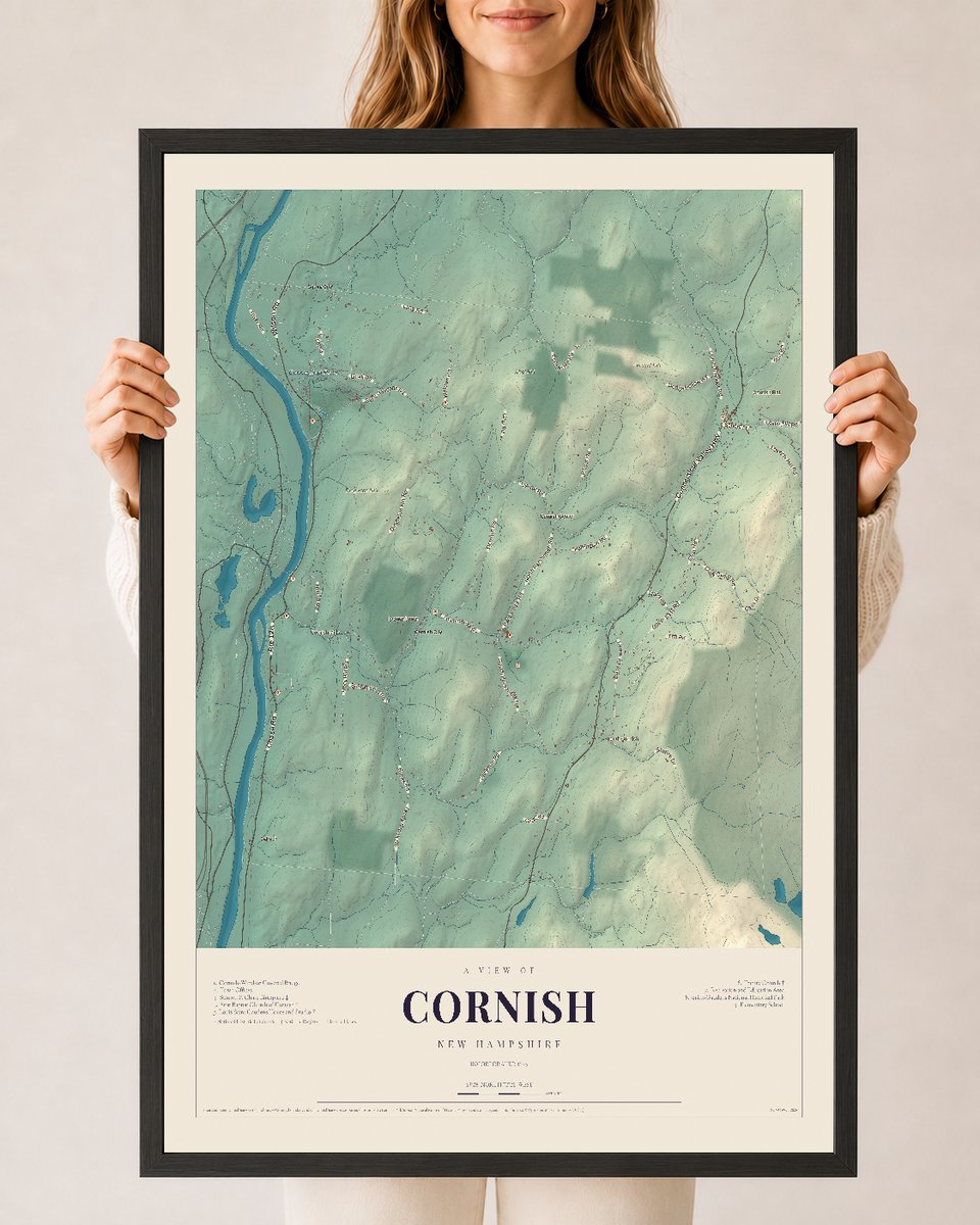 NH Current Atlas 2026 | Cornish | 24" x 36" | W/ Black Ayous Wood Frame