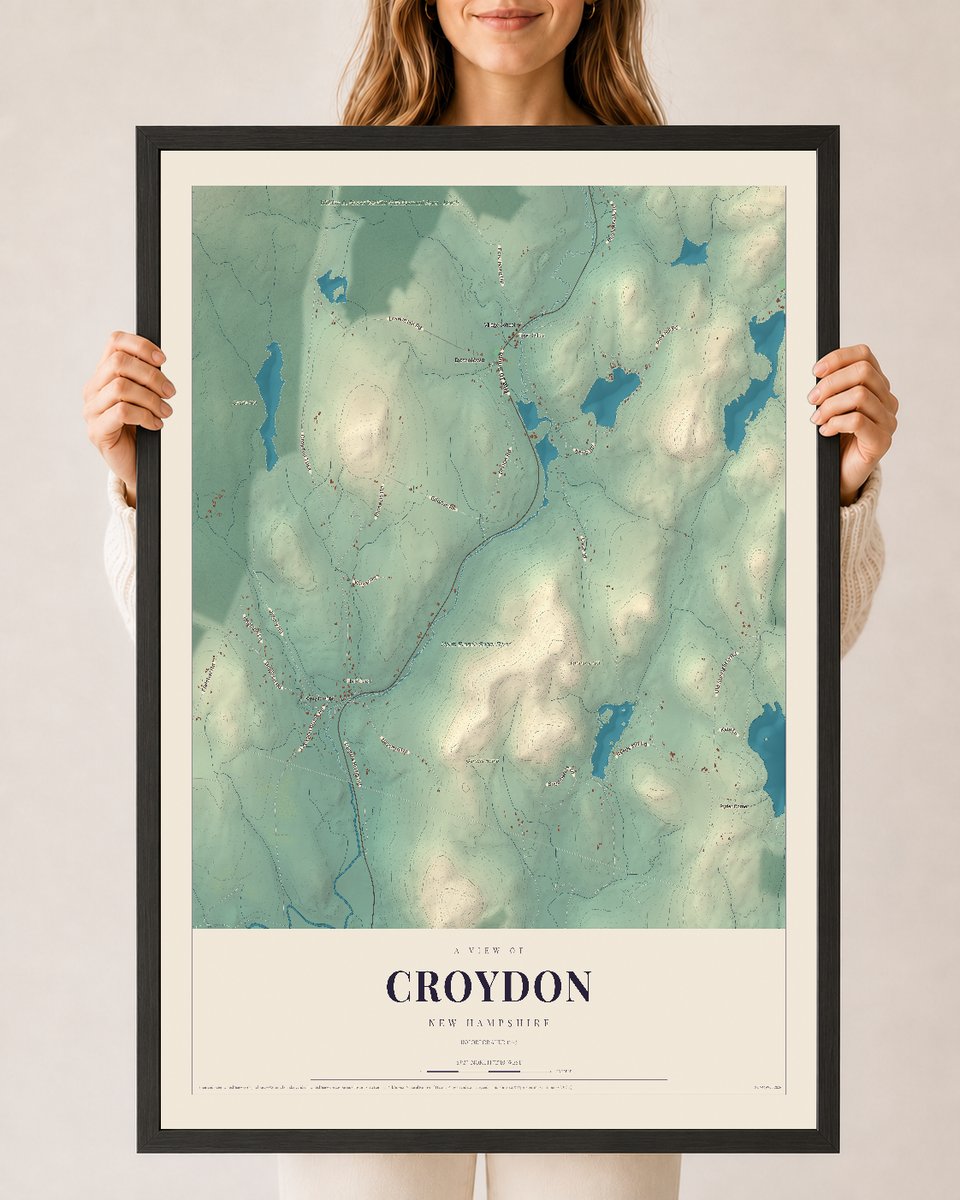 NH Current Atlas 2026 | Croydon | 24" x 36" | W/ Black Ayous Wood Frame