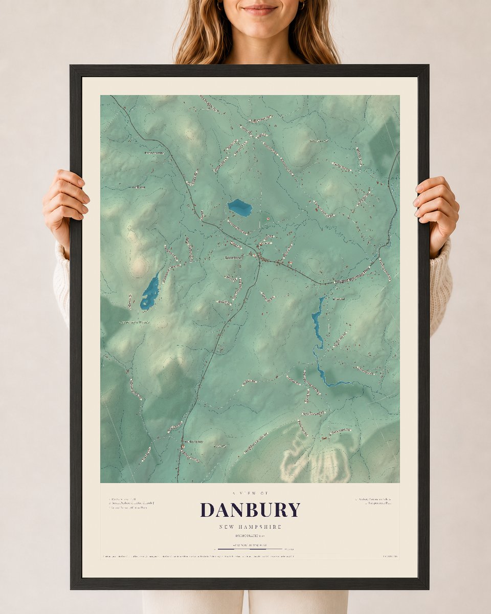 NH Current Atlas 2026 | Danbury | 24" x 36" | W/ Black Ayous Wood Frame