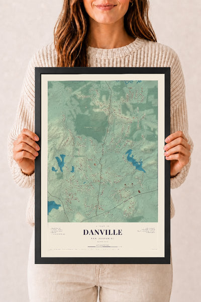 NH Current Atlas 2026 | Danville | 12" x 18" | W/ Black Ayous Wood Frame