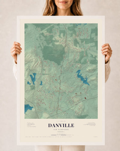 NH Current Atlas 2026 | Danville | 24" x 36" | W/ White Ayous Wood Frame