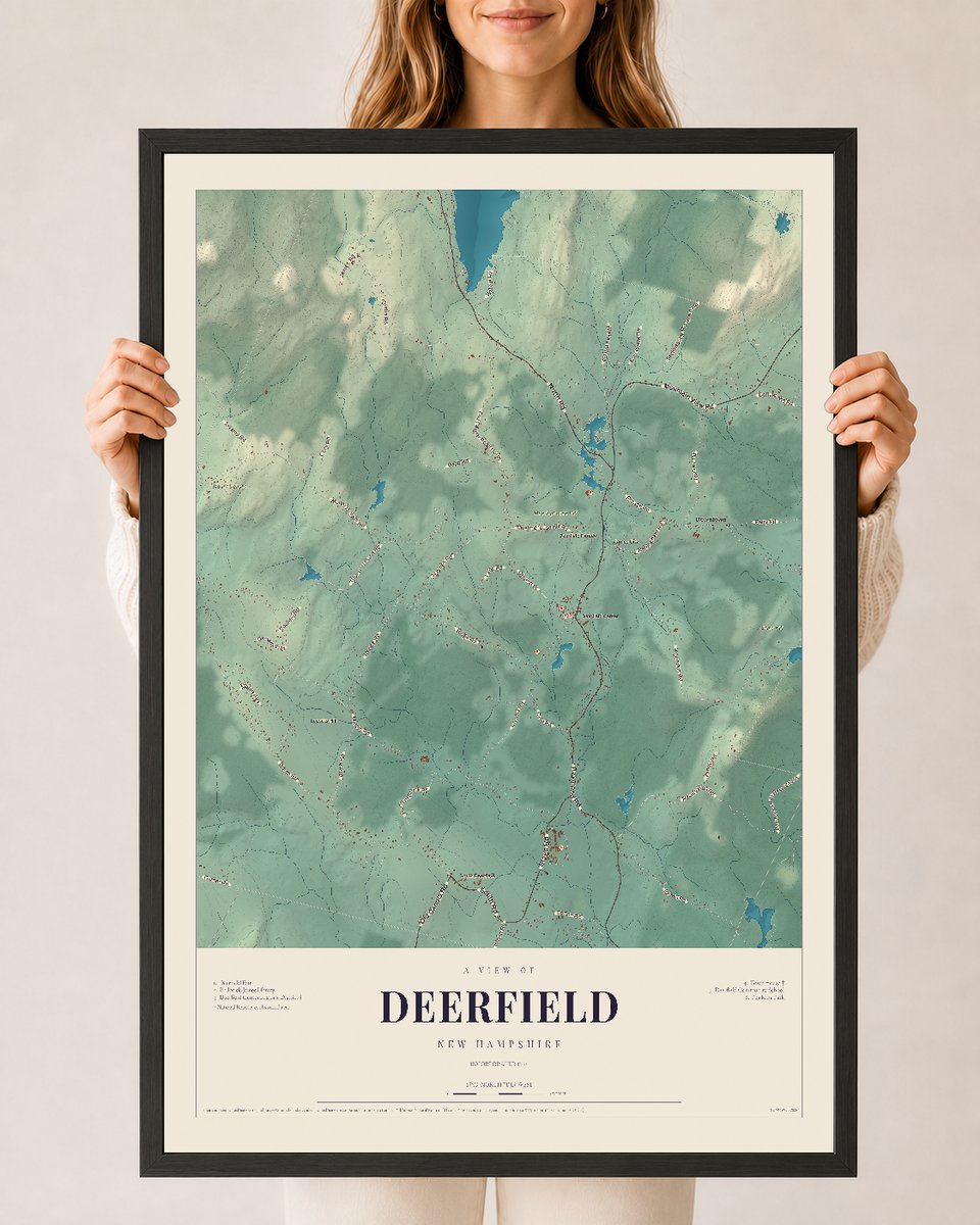 NH Current Atlas 2026 | Deerfield | 24" x 36" | W/ Black Ayous Wood Frame