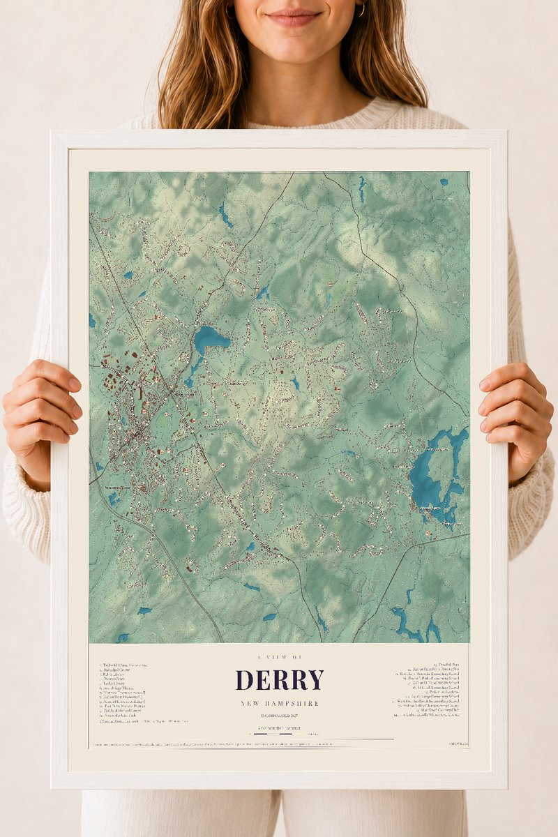 NH Current Atlas 2026 | Derry | 18" x 24" | W/ White Ayous Wood Frame
