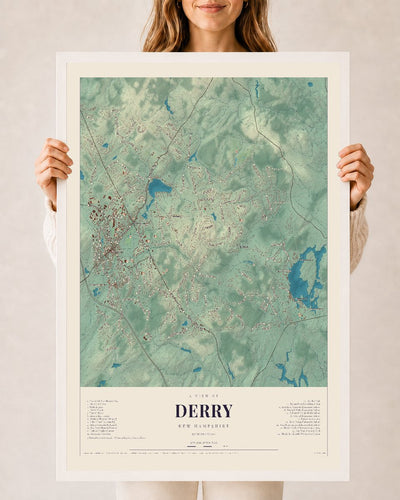 NH Current Atlas 2026 | Derry | 24" x 36" | W/ White Ayous Wood Frame