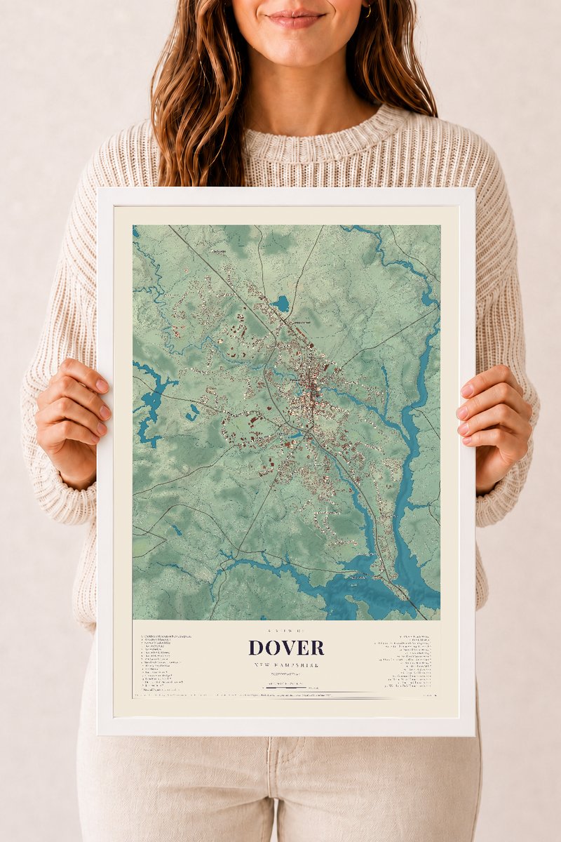 NH Current Atlas 2026 | Dover | 12" x 18" | W/ White Ayous Wood Frame