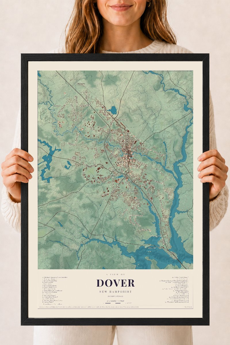 NH Current Atlas 2026 | Dover | 18" x 24" | W/ Black Ayous Wood Frame
