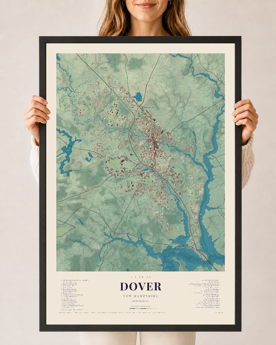 NH Current Atlas 2026 | Dover | 24" x 36" | W/ Black Ayous Wood Frame