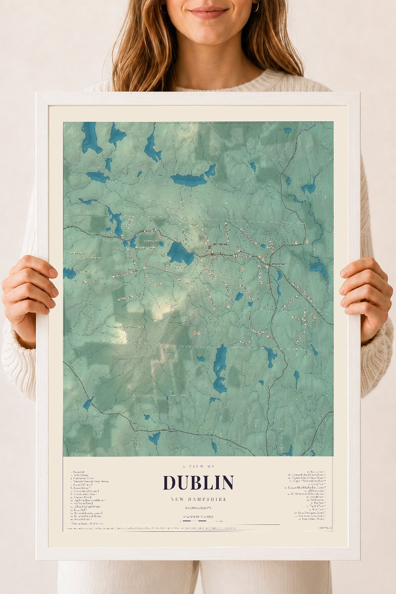 NH Current Atlas 2026 | Dublin | 18" x 24" | W/ White Ayous Wood Frame