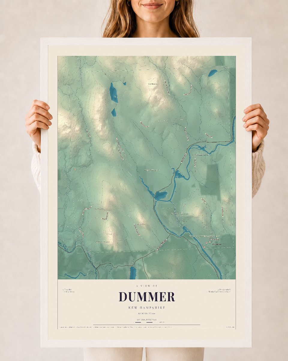 NH Current Atlas 2026 | Dummer | 24" x 36" | W/ White Ayous Wood Frame