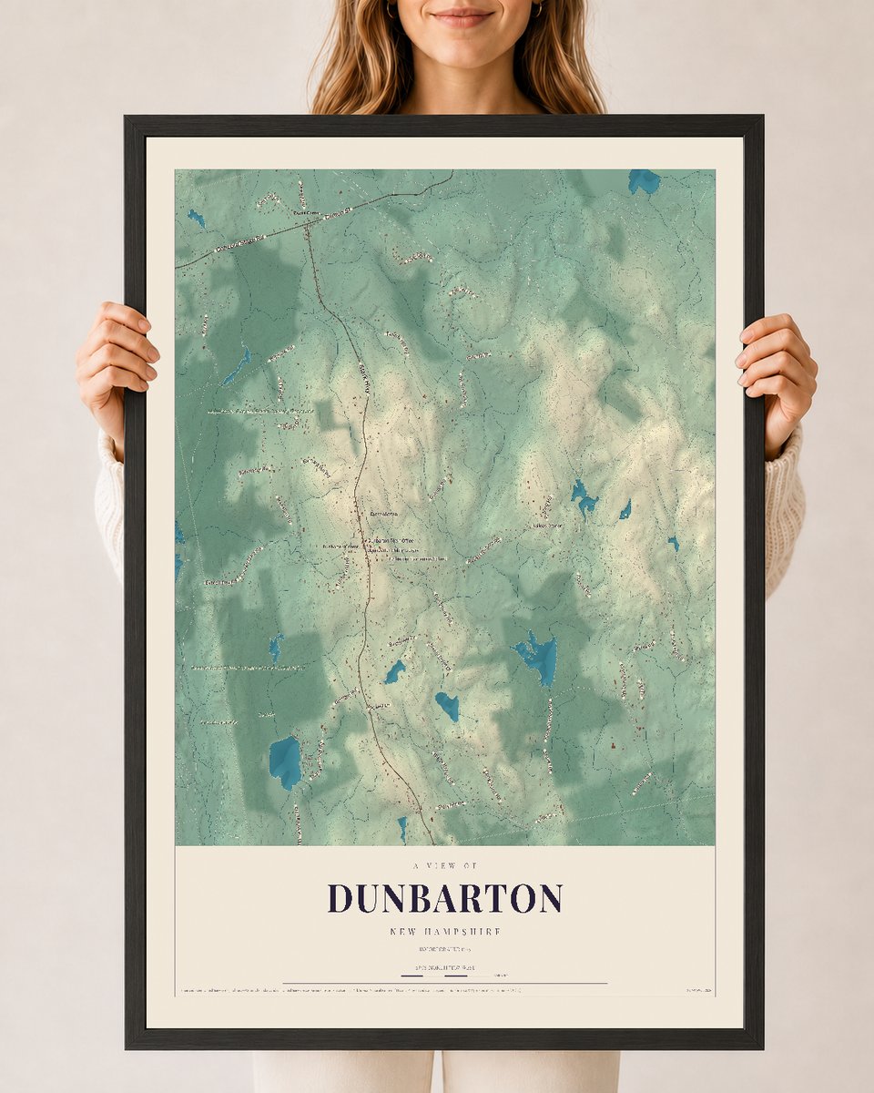 NH Current Atlas 2026 | Dunbarton | 24" x 36" | W/ Black Ayous Wood Frame